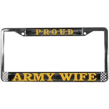 Proud Army Wife Chrome License Plate Frame