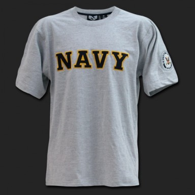 NAVY T-Shirt with Logo on Sleeve